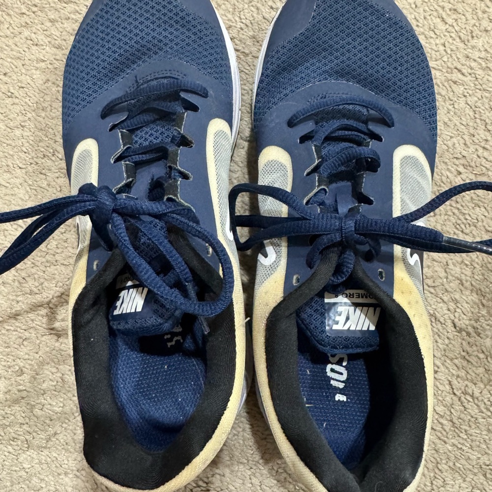 Nike Blue Athletic Shoes with Breathable Mesh and White Accents